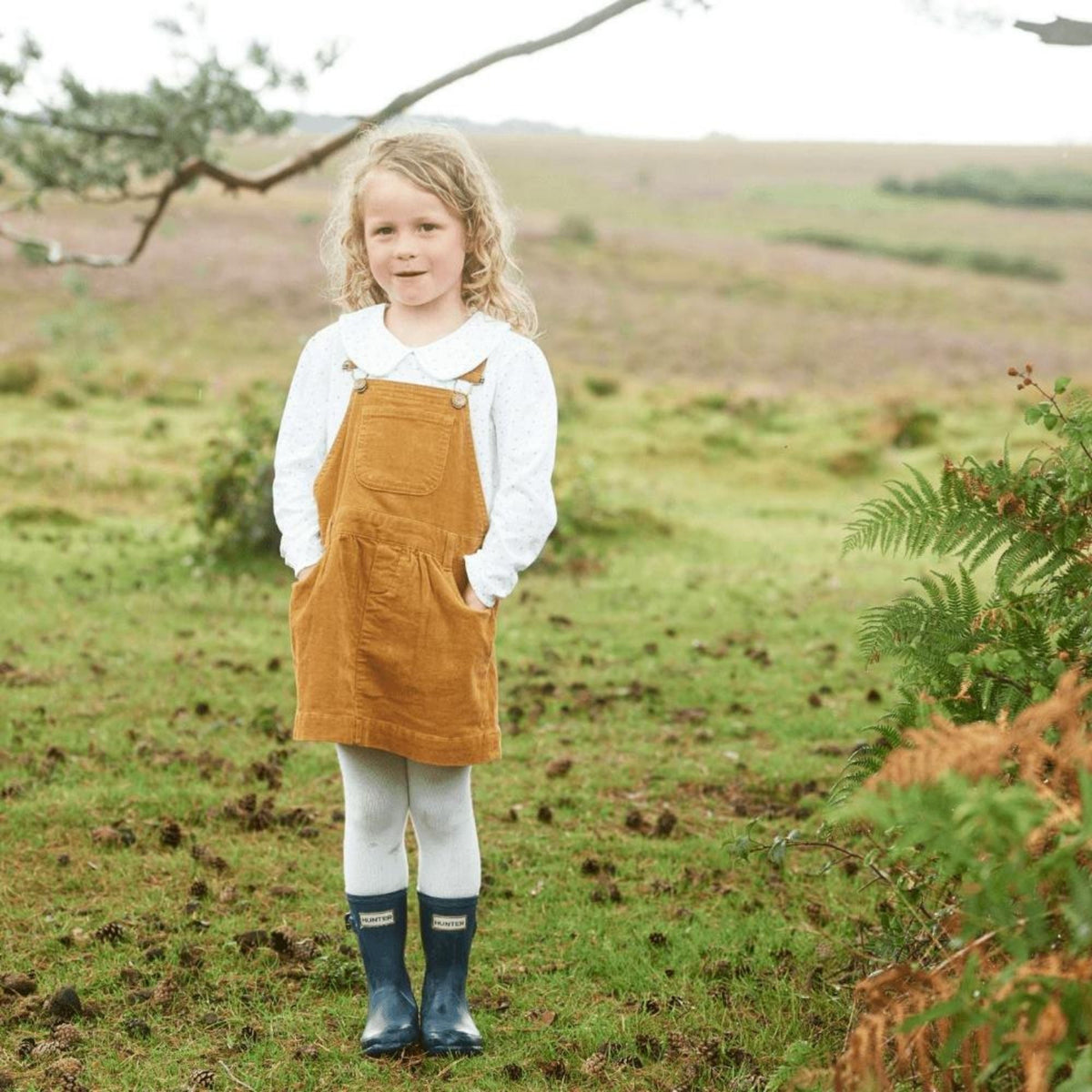 Dotty Dungarees Corduroy Pinafore Dress - Caramel