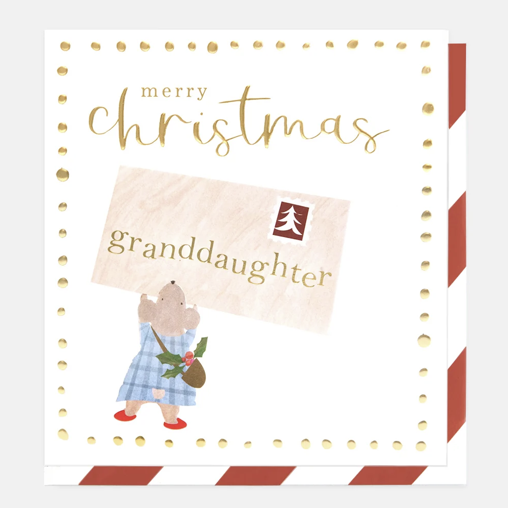 Caroline Gardner Greetings Card - Merry Christmas Granddaughter with Mouse