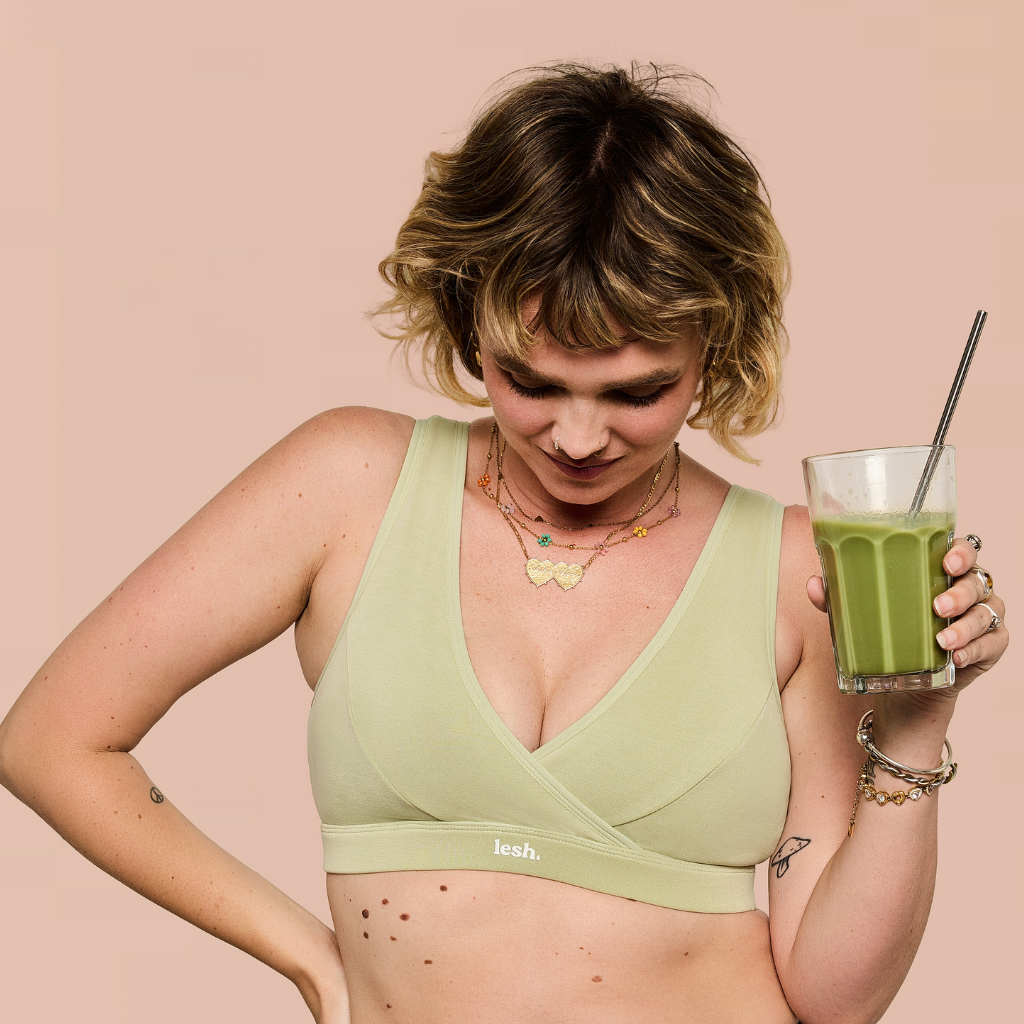 LESH - Clipless Comfort Leakproof Nursing Bra - Black / Pink / Beige