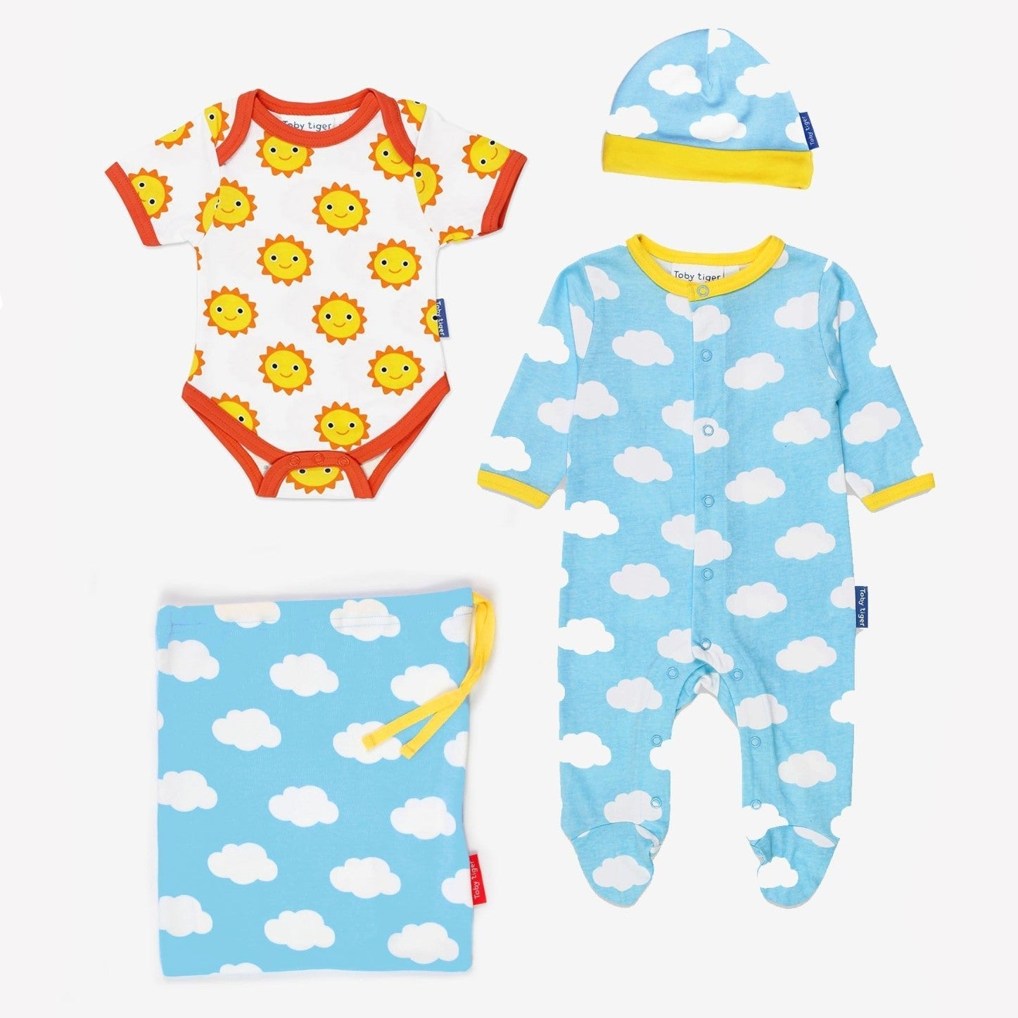 Organic Sun Cloud Print Baby Gift Set