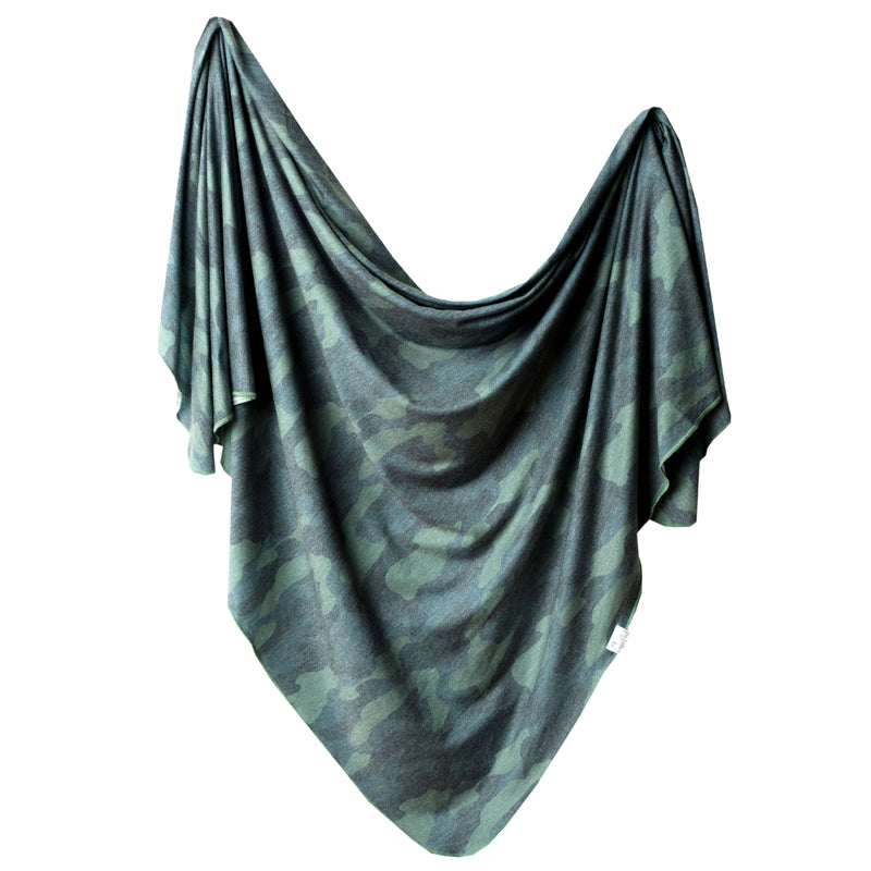 Copper Pearl Knitted Swaddle Blanket - Hunter