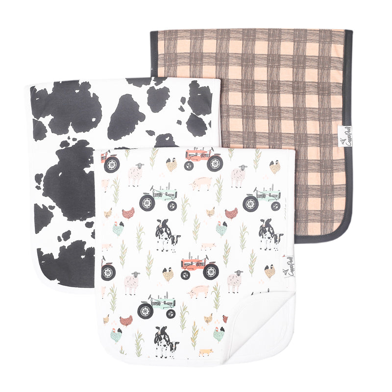 Copper Pearl Premium Burp Cloths - Tractor - 3 Pack