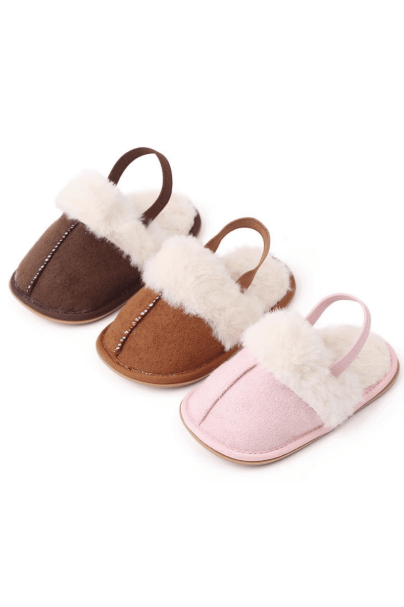 Cozy Crew Club - Fur Slippers for Babies & Toddlers - Beige, Brown or Pink