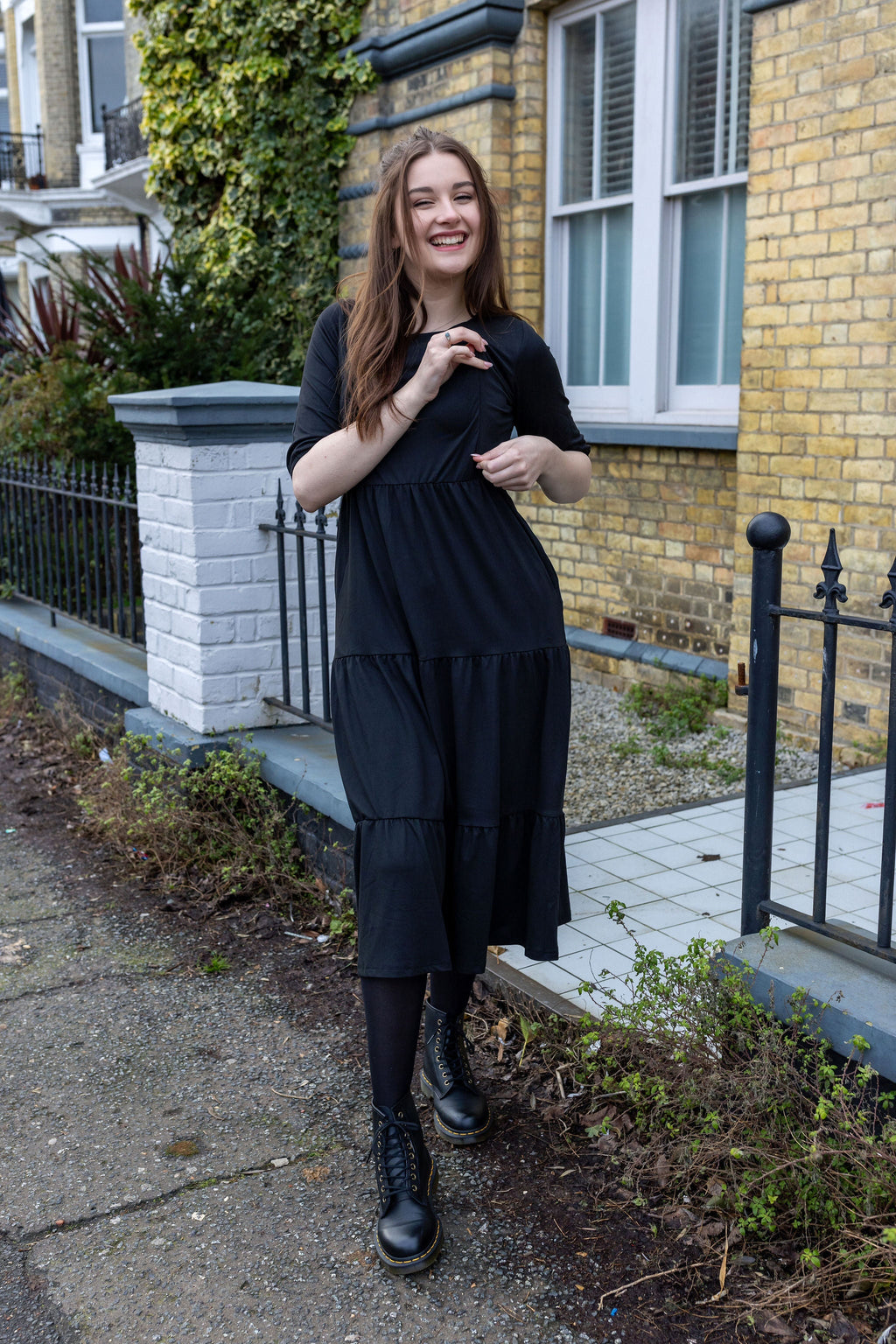 The Midi Breastfeeding Dress - Classic Black