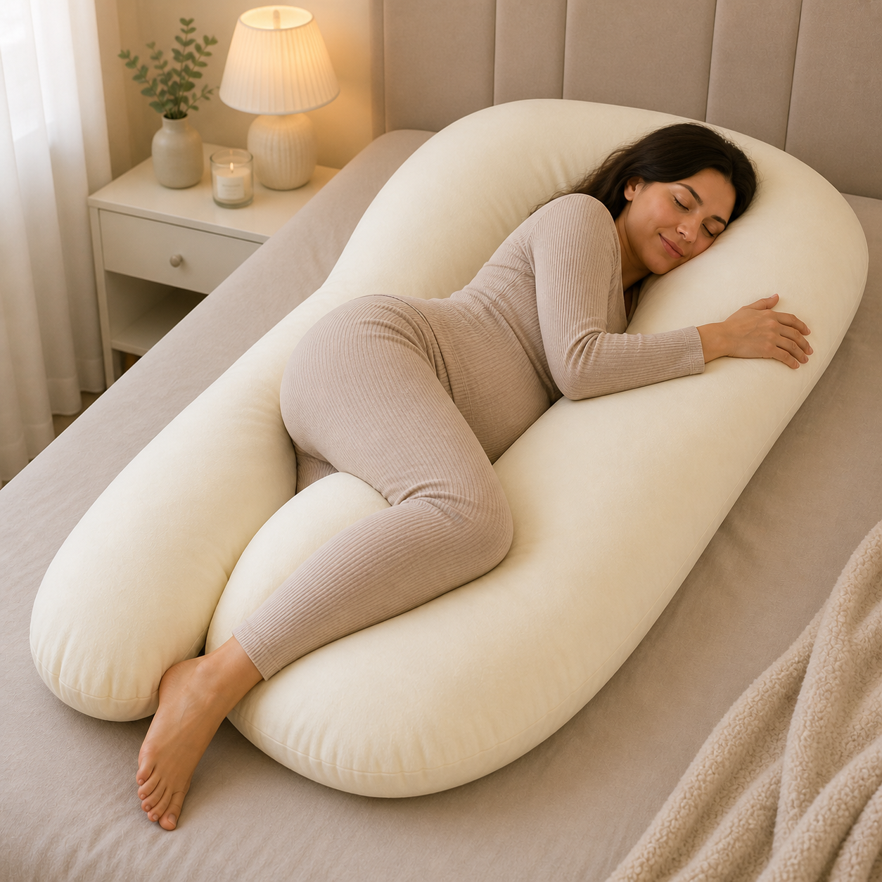 9 Ft Maternity Pillow And Case - Cream