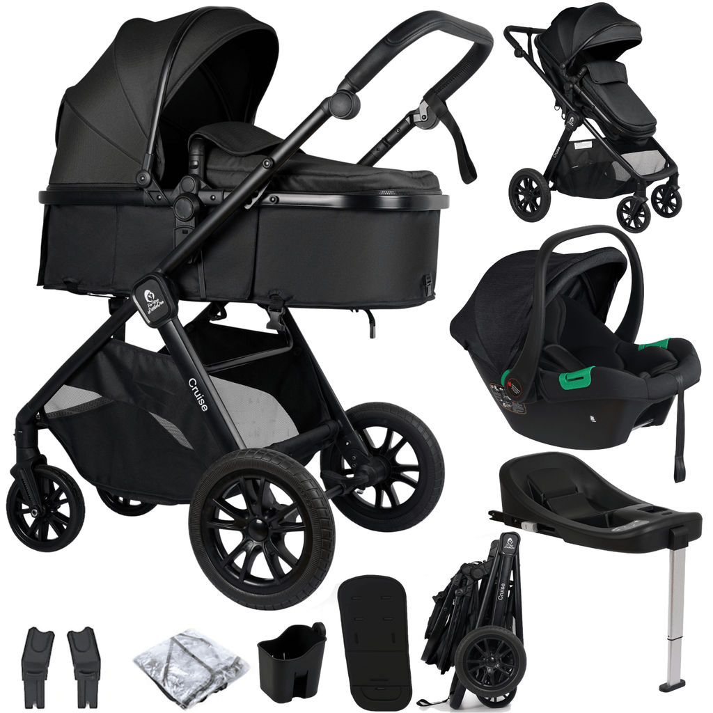 For Your Little One Cruise 3 In 1 Travel System With Car Seat And ISOFIX Base - Eclipse Black