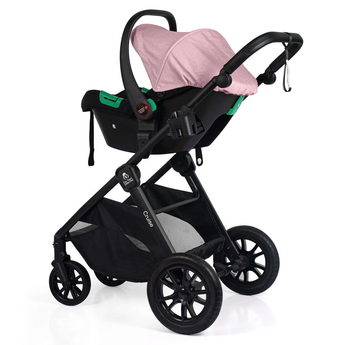 For Your Little One Cruise 3 In 1 Travel System With Car Seat And ISOFIX Base - Blush Rose