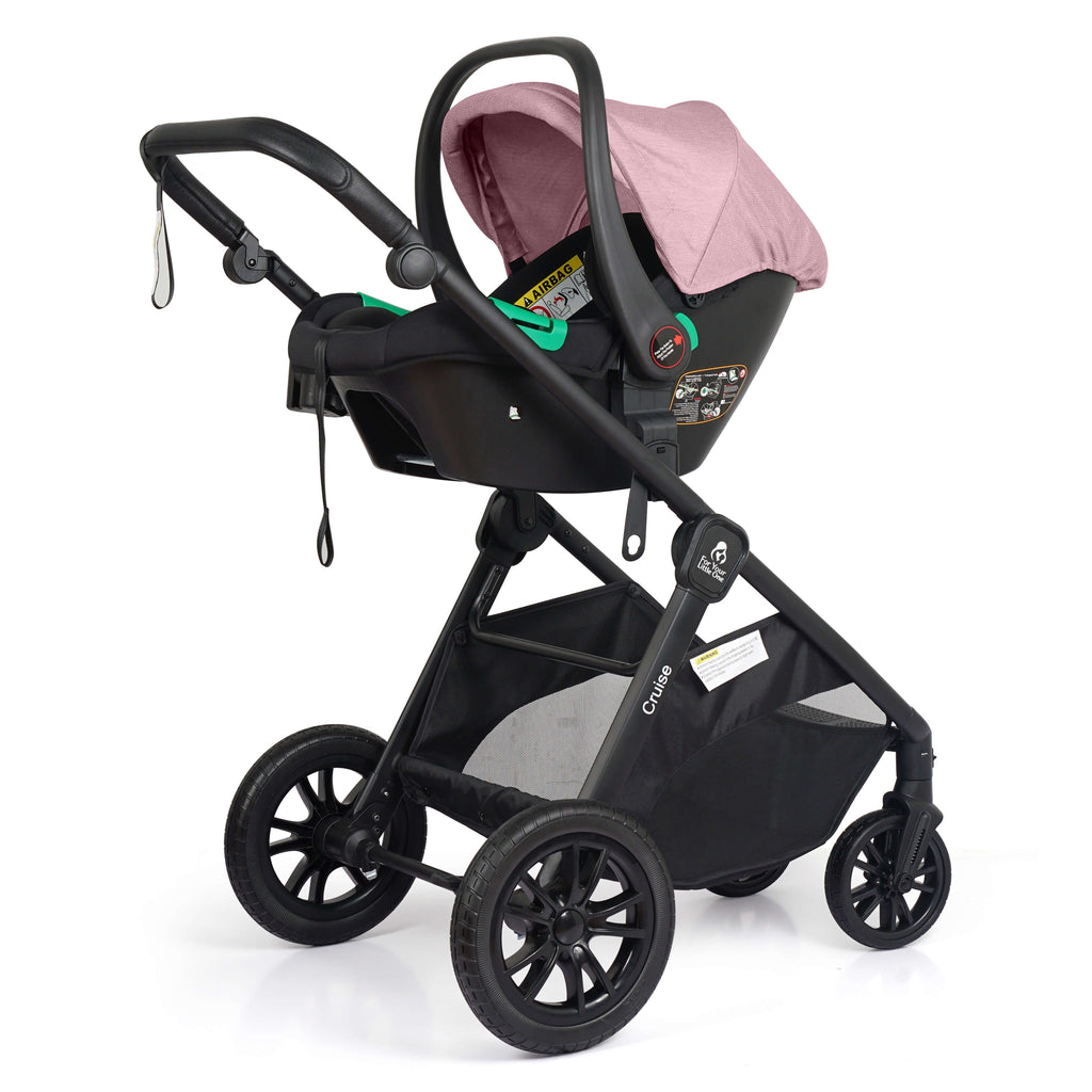 For Your Little One Cruise 3 In 1 Travel System With Car Seat And ISOFIX Base - Blush Rose
