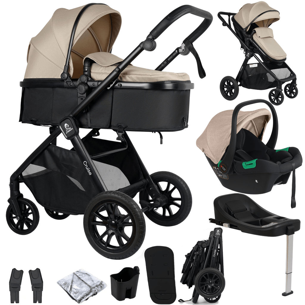 For Your Little One Cruise 3 In 1 Travel System With Car Seat And ISOFIX Base - Dune Beige