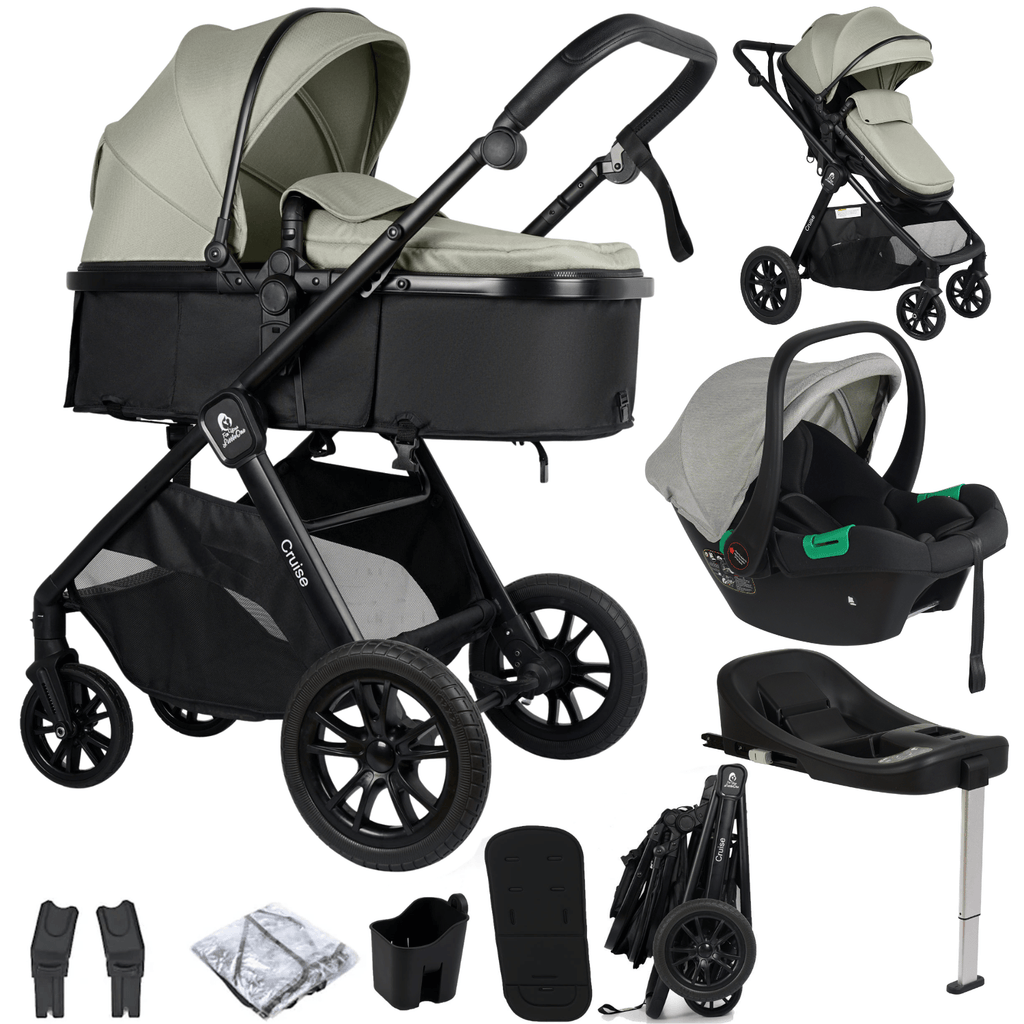 For Your Little One Cruise 3 In 1 Travel System With Car Seat And ISOFIX Base - Pebble Sage