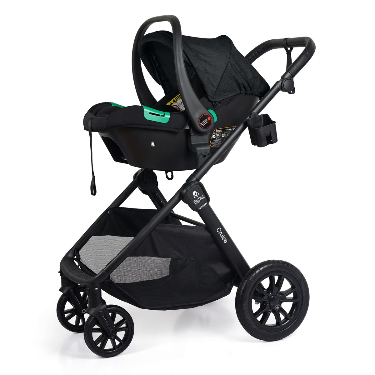For Your Little One Cruise 3 In 1 Travel System With Car Seat And ISOFIX Base - Eclipse Black