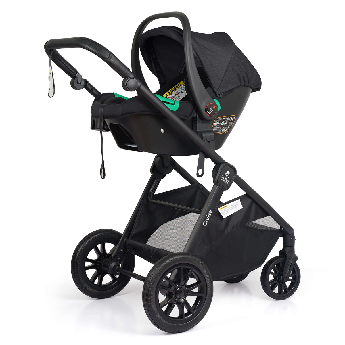 For Your Little One Cruise 3 In 1 Travel System With Car Seat And ISOFIX Base - Eclipse Black