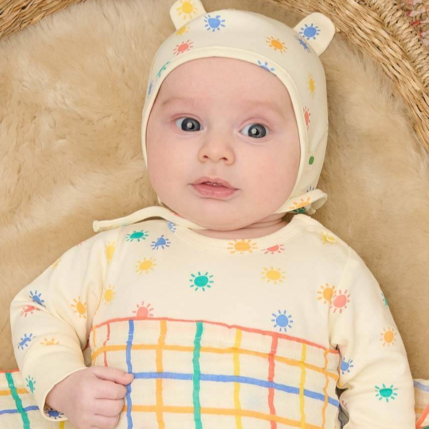The bonniemob Organic Cotton Rainbow Check Large Baby Muslin Swaddle Blanket