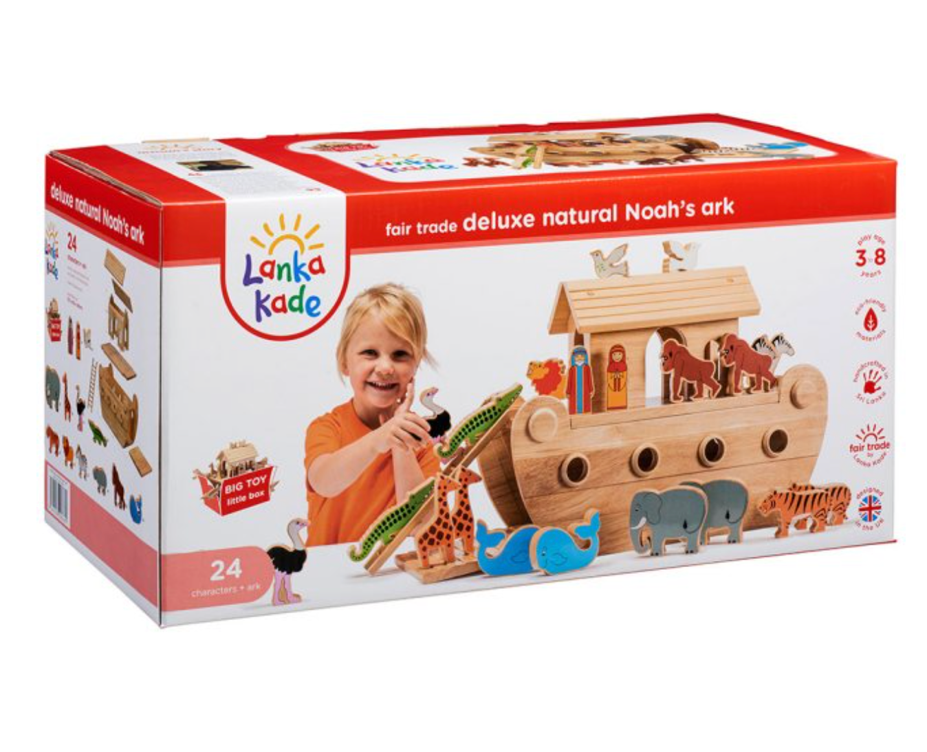 Deluxe Wooden Noah's Ark Playset - 24 Colourful Characters