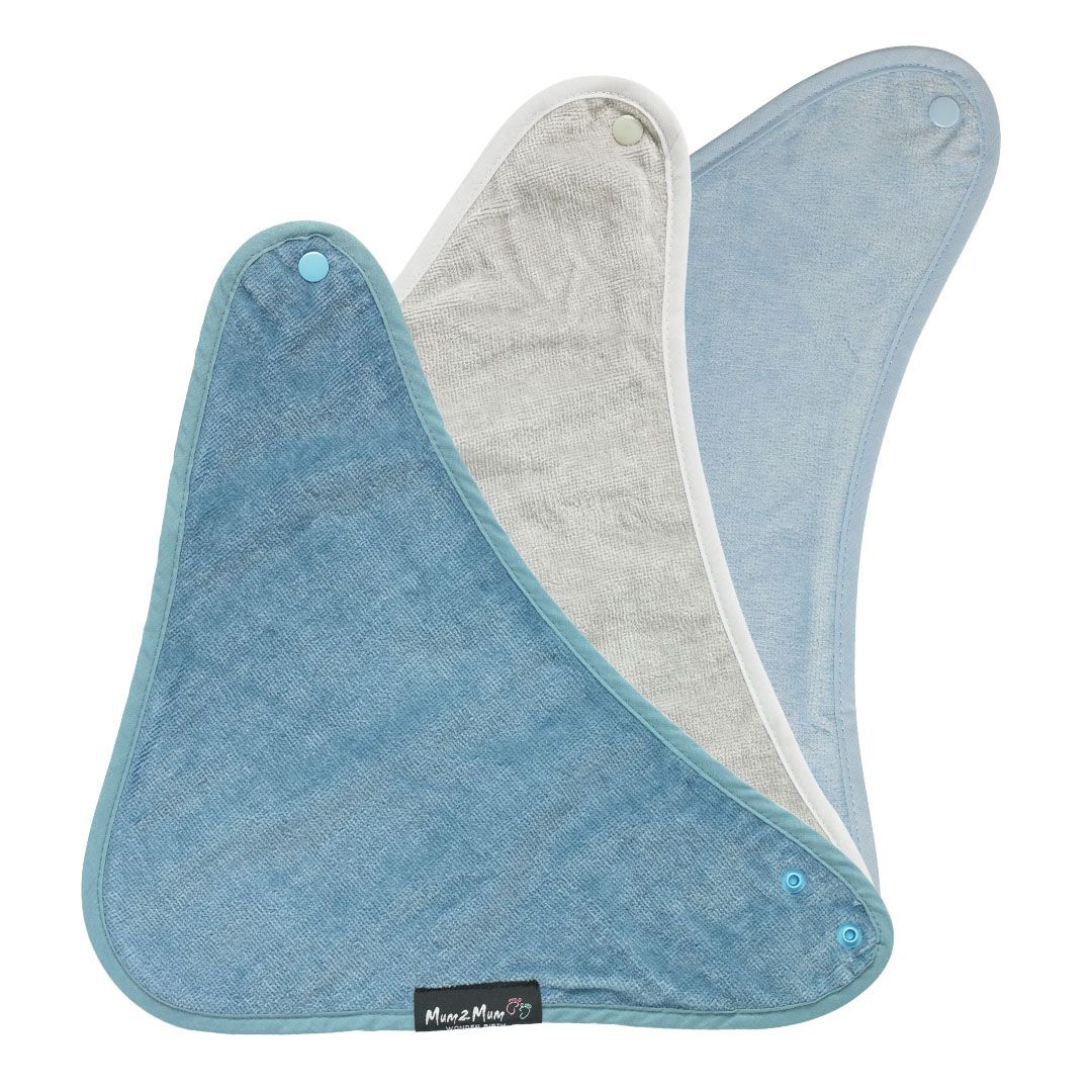 OUTLET - 3 PACK - Mum 2 Mum Bandana Style Wonder Bibs - Denim / Baby Blue / Stone