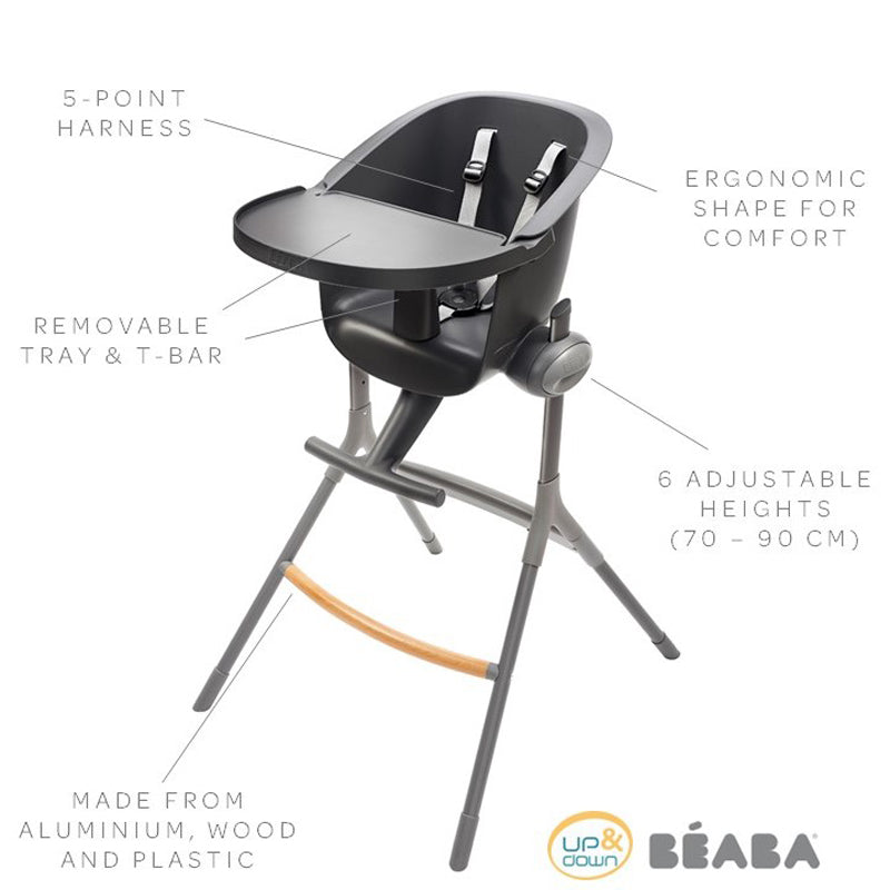 Béaba Up & Down Evolutive Highchair Dark Grey