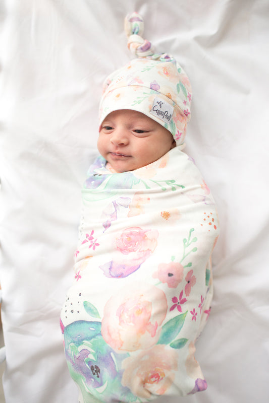 Copper Pearl Knitted Swaddle Blanket - Bloom
