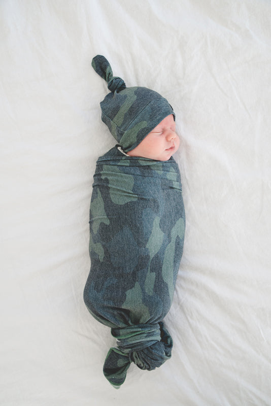 Copper Pearl Knitted Swaddle Blanket - Hunter