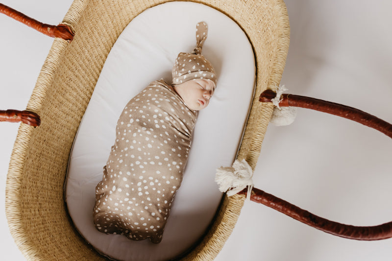 Copper Pearl Top Knot Hat - Fawn - 0-4 months