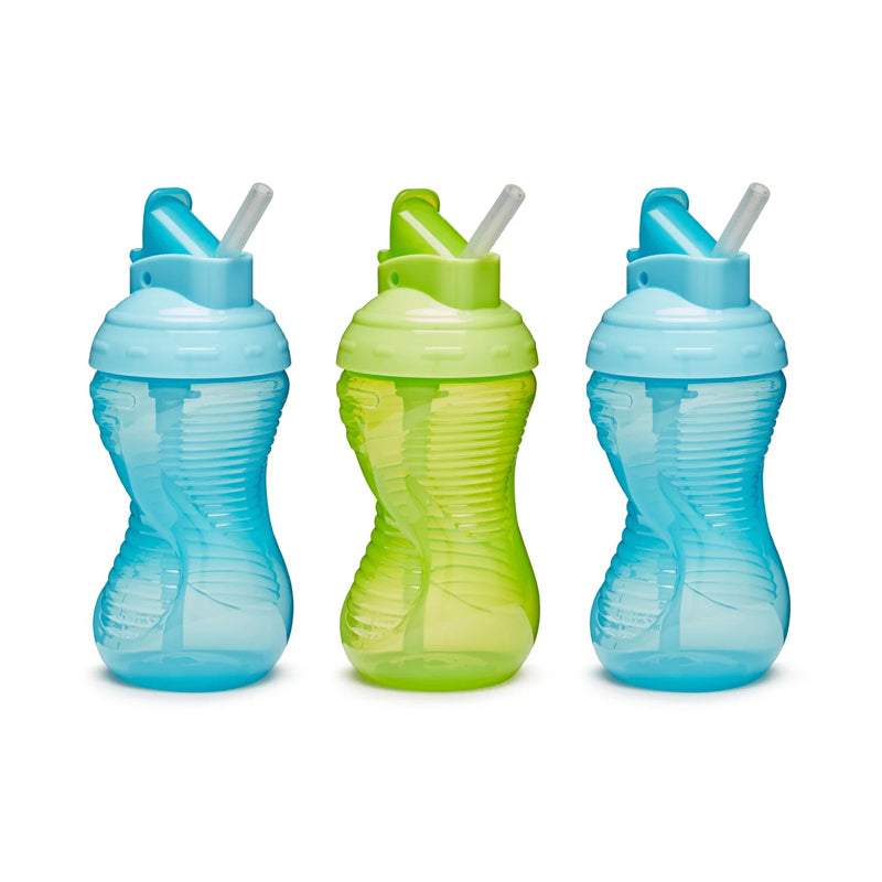 Munchkin Mighty Grip Straw Cup - Blue & Green - 10Oz - 3 Pack