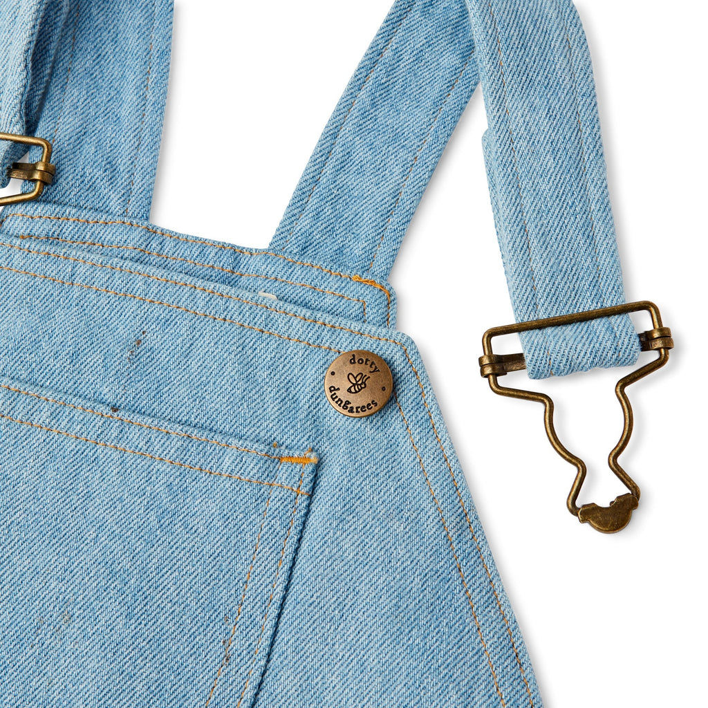 Dotty Dungarees Dungaree Shorts - Pale Denim
