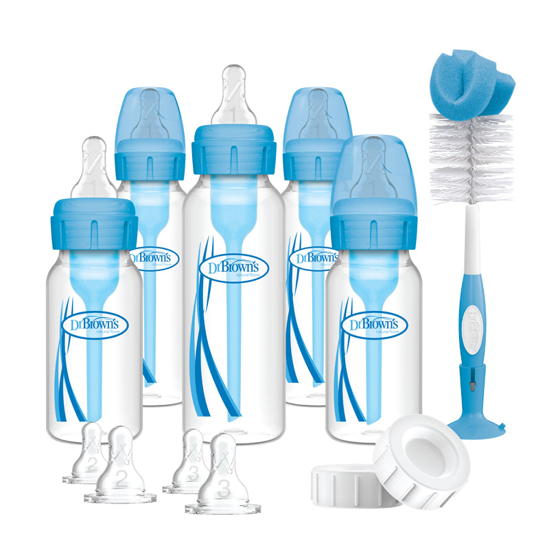 Dr Brown's Anti-Colic Options+ Narrow Neck Baby Bottle Gift Set - Blue