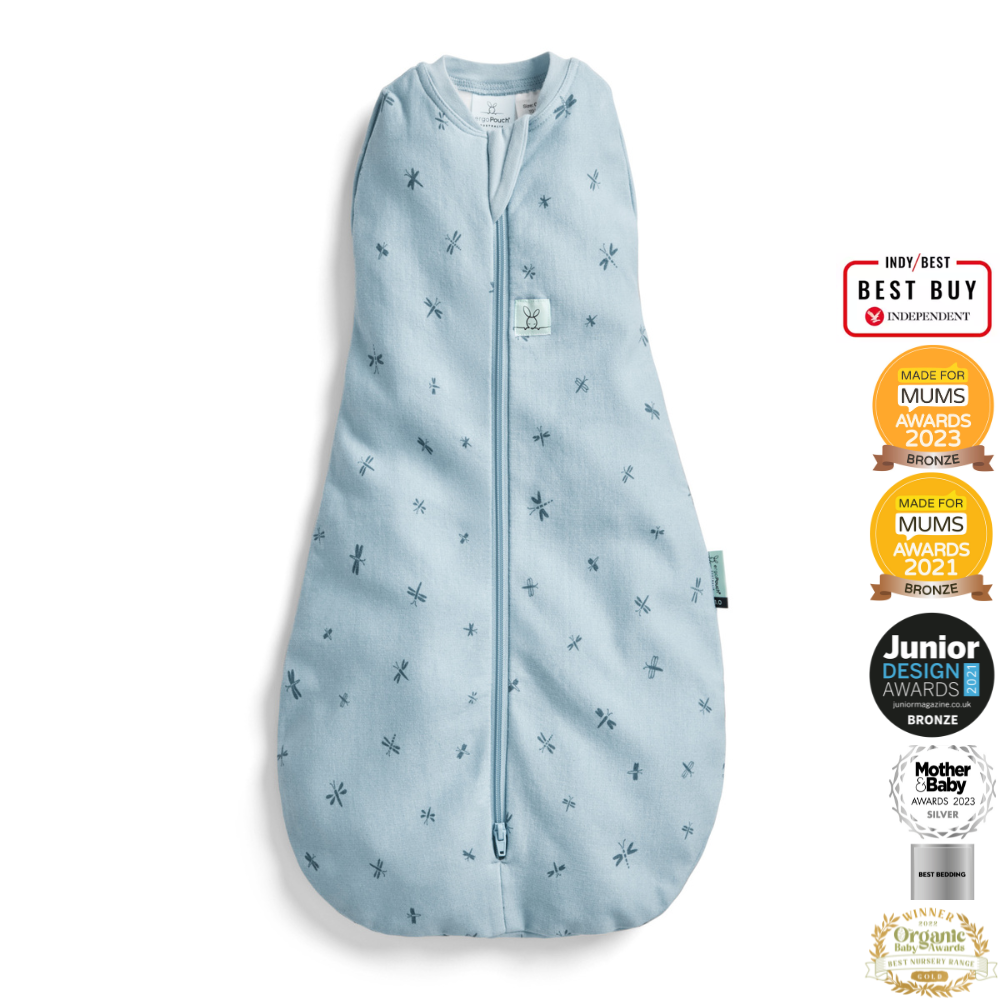 ergoPouch - Organic All Year Cocoon Swaddle Sleeping Bag - Dragonflies - 1.0 TOG