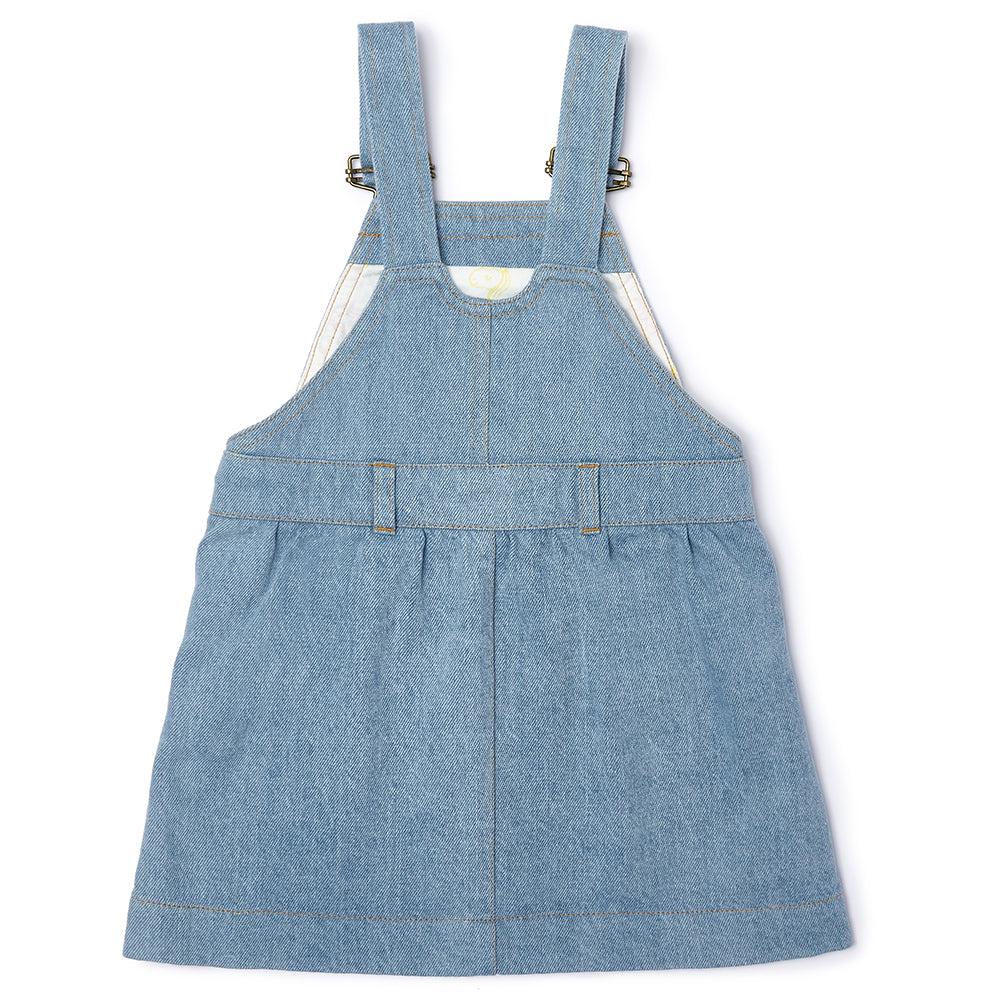 Dotty Dungarees Pinafore Dress - Pale Denim