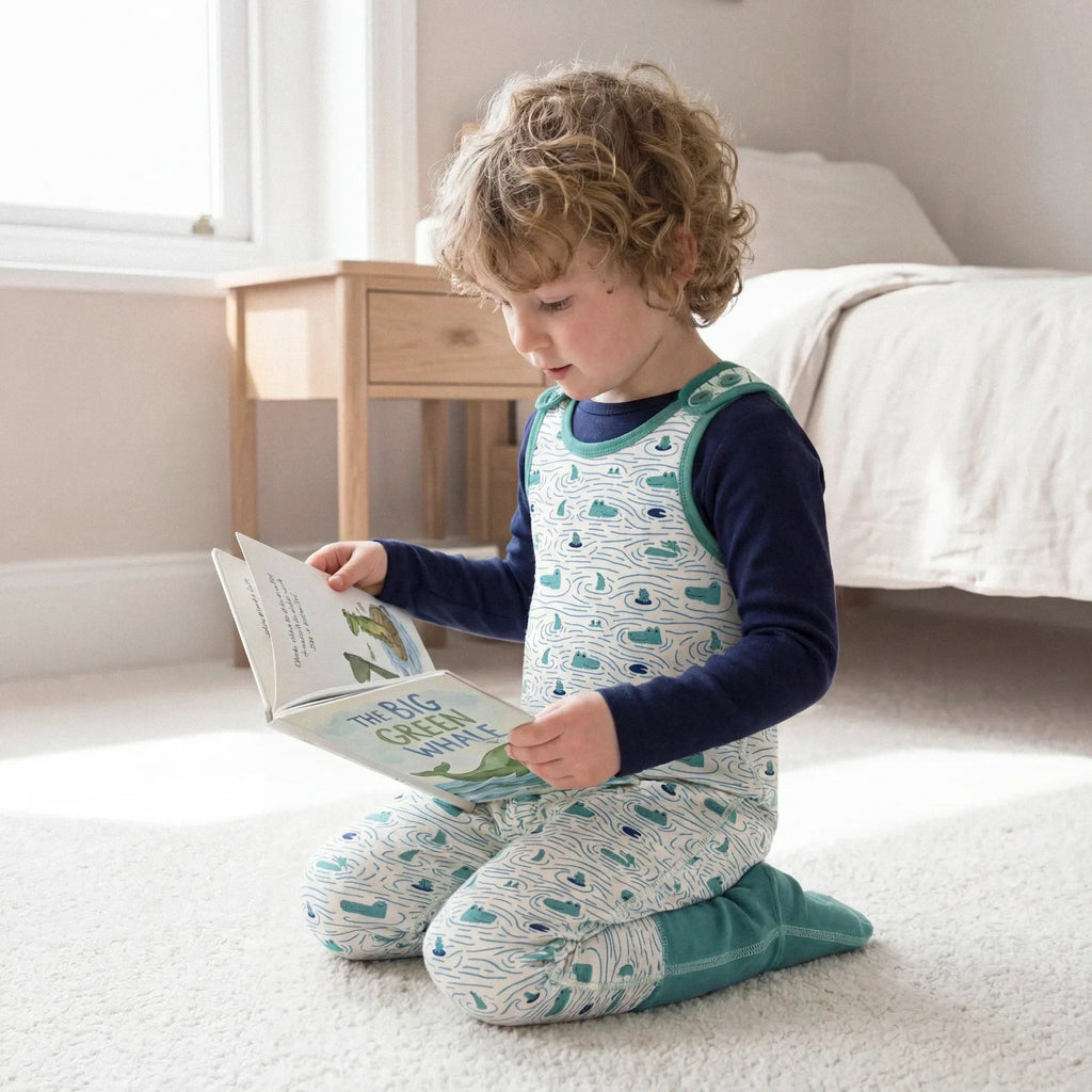 Dungaree Extender for Eczema Clothing Anti Scratch Footed Dungarees - Crocodile Print