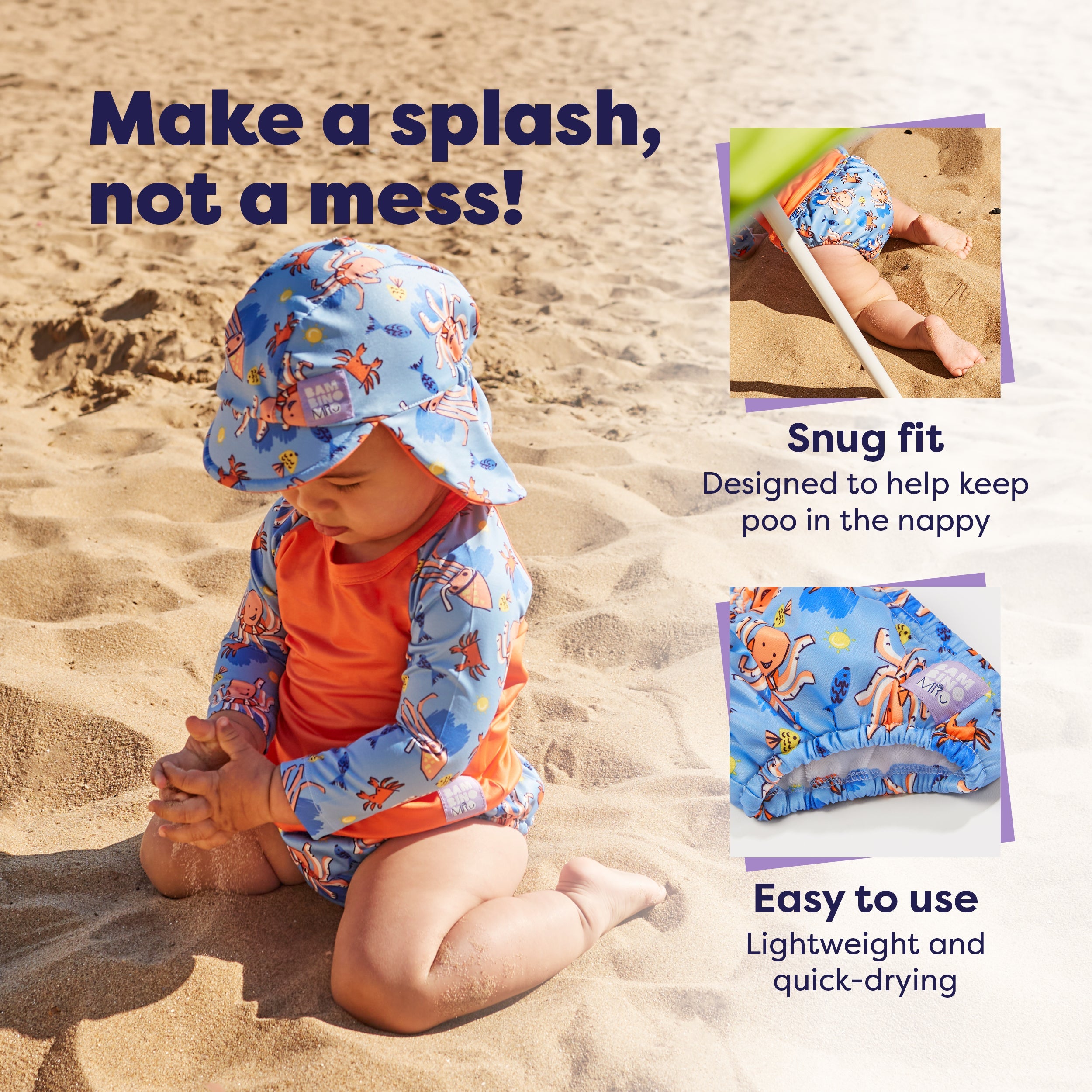 Bambino Mio Reusable Swim Nappy - Bubbles / Wave Patrol