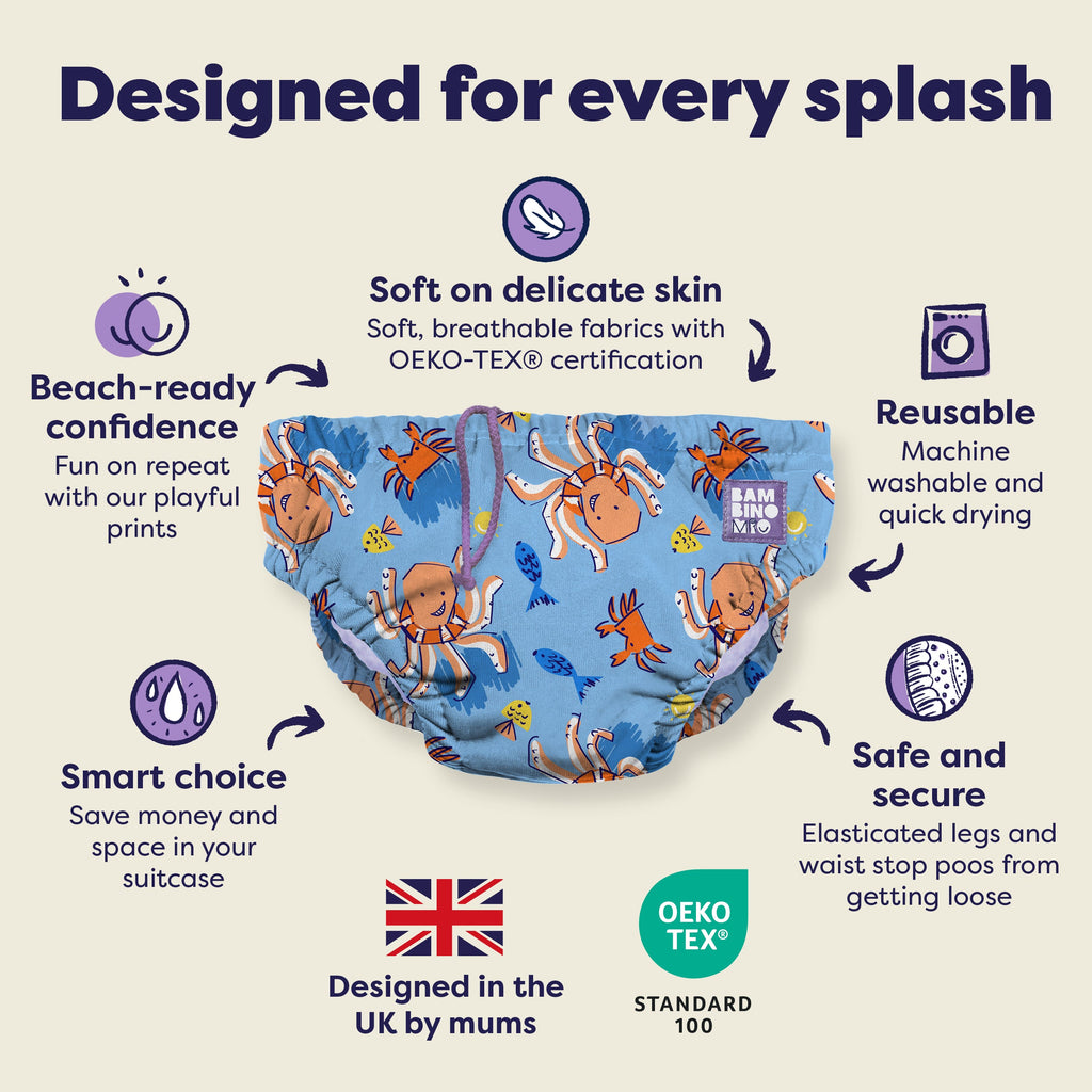 Bambino Mio Reusable Swim Nappy - Bubbles / Wave Patrol