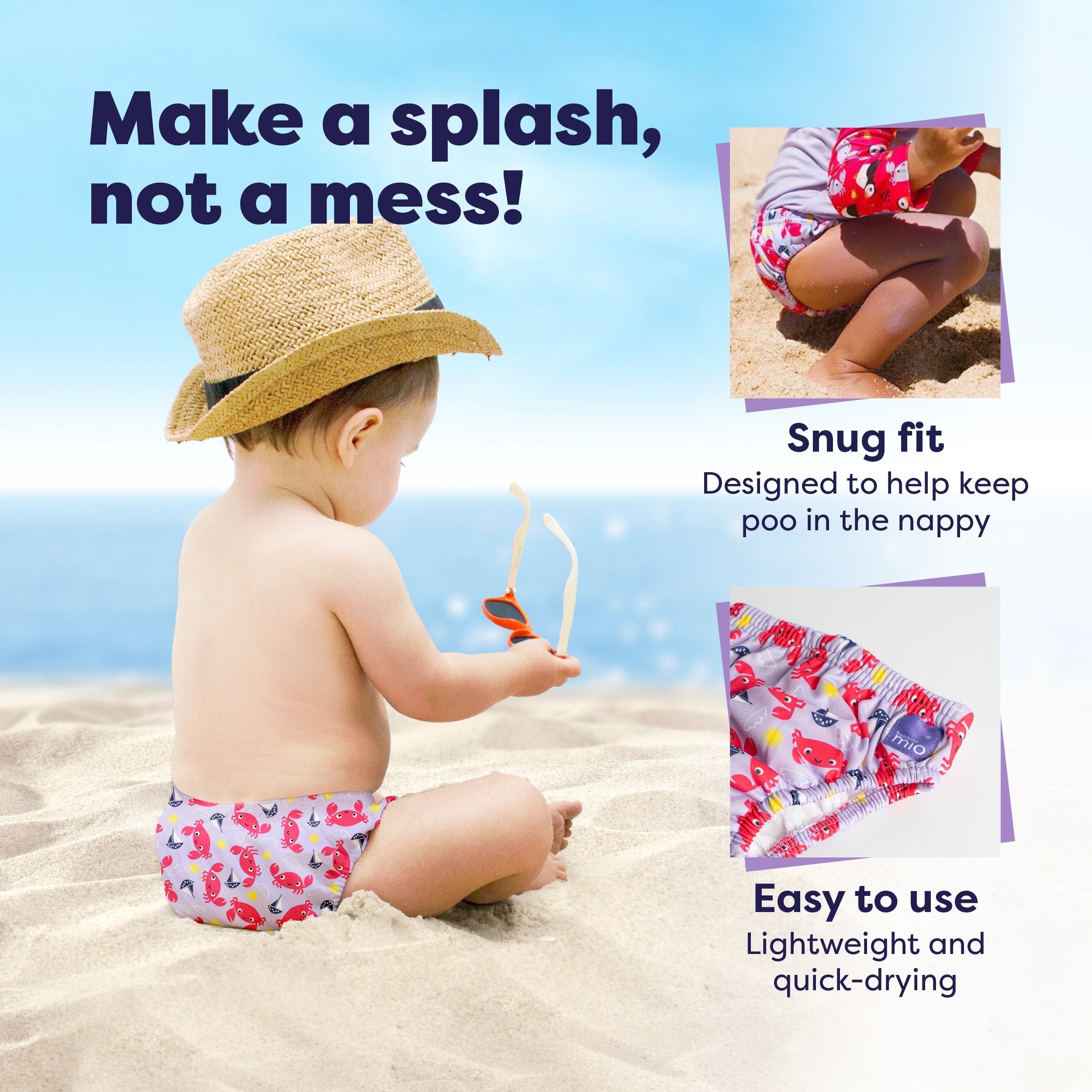 Bambino Mio Reusable Swim Nappy - Crab Cove