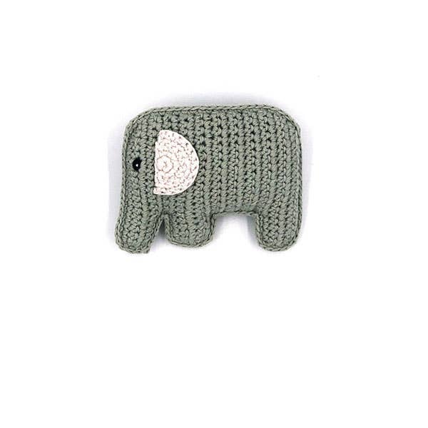 Organic Elephant Rattle - Sage Green