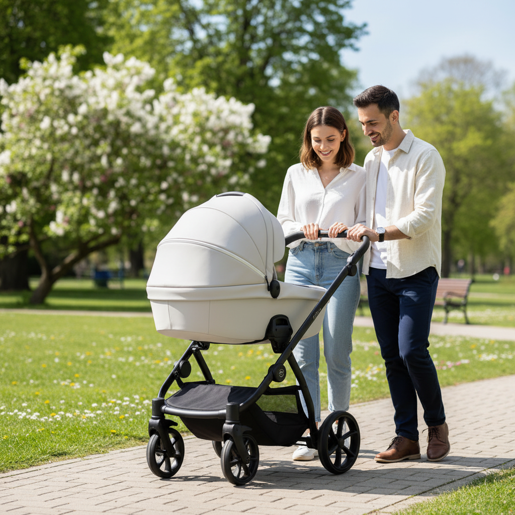 Noordi Fjordi V1 Leather 3in1 with Joie i-Snug 2 Car Seat - Cloud