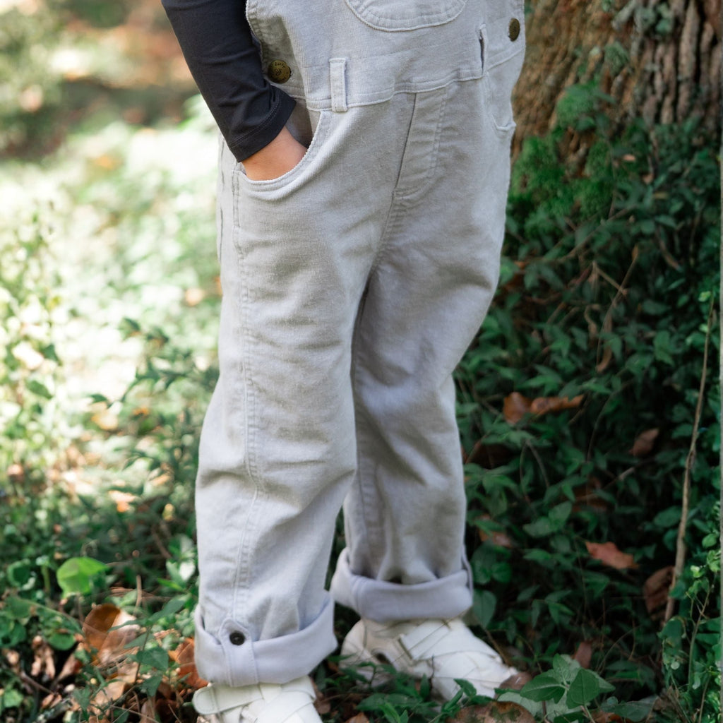 Dotty Dungarees Corduroy Dungarees - Fog (Pale Grey)