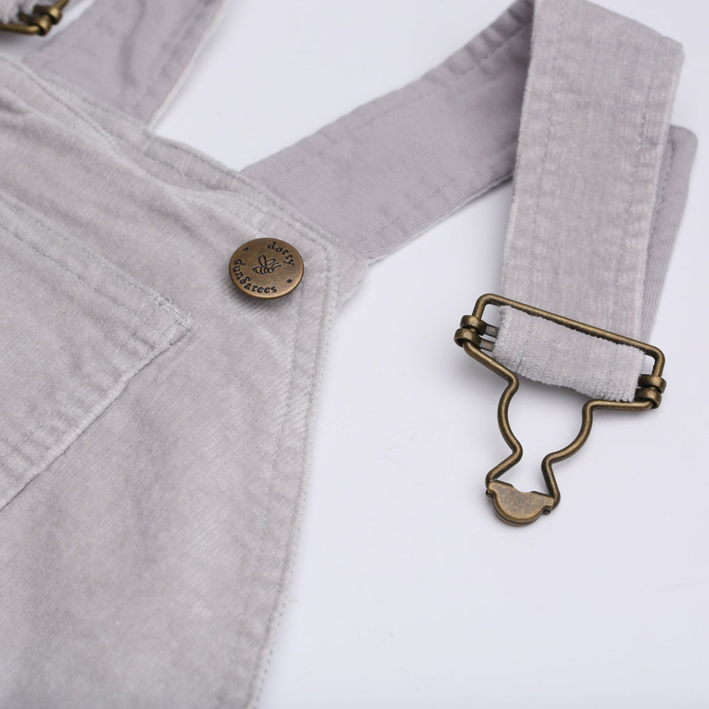 Dotty Dungarees Corduroy Dungarees - Fog (Pale Grey)
