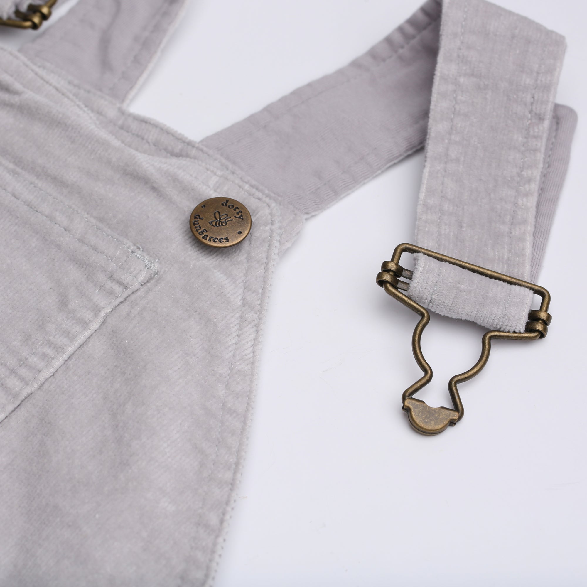 Dotty Dungarees Corduroy Dungarees - Fog (Pale Grey)