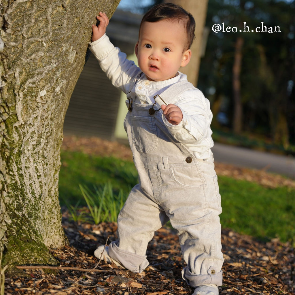 Dotty Dungarees Corduroy Dungarees - Fog (Pale Grey)