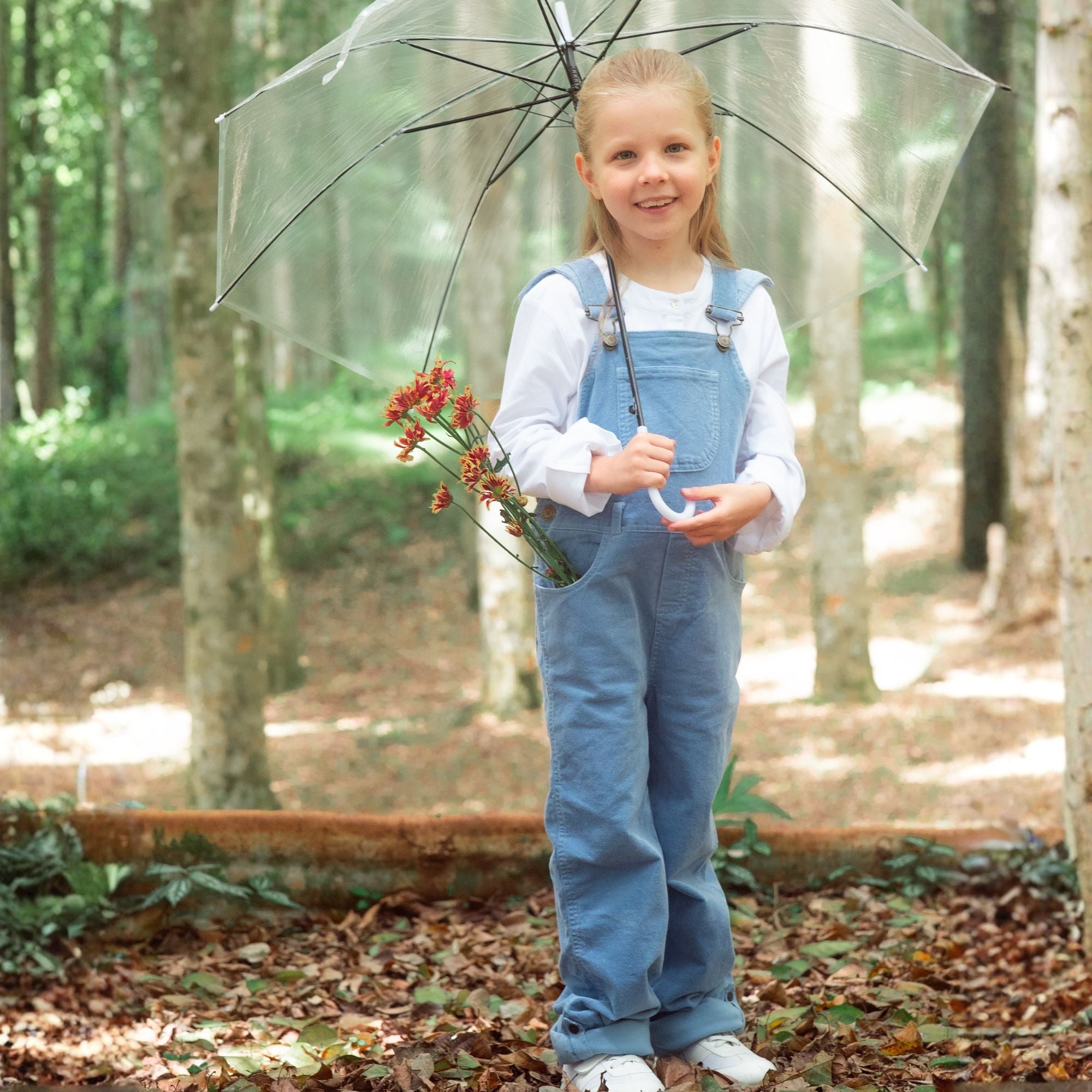 Dotty Dungarees Corduroy Dungarees - Forget-Me-Not