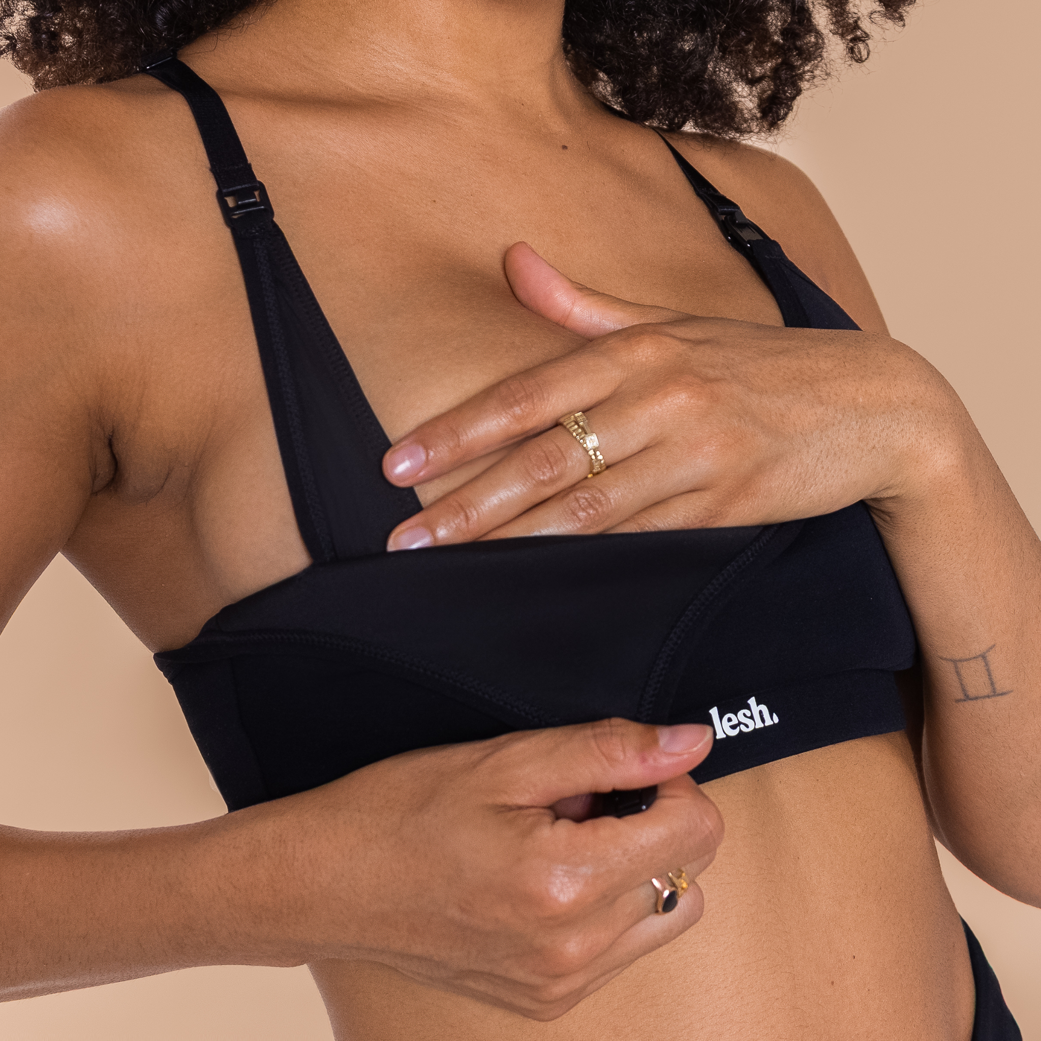 LESH - Freeflo 2.0 Leakproof Nursing Bra - Black / Pink / Beige