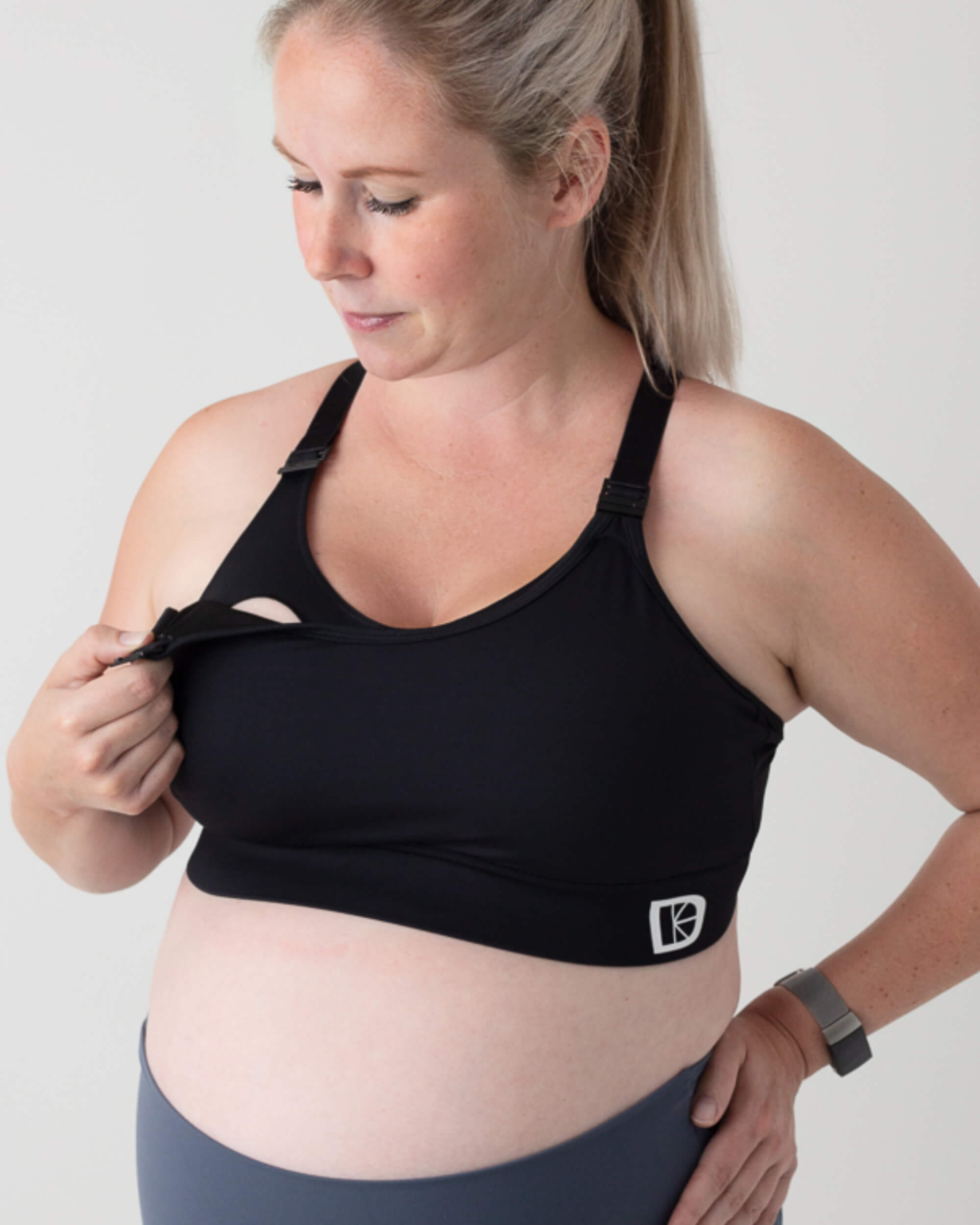 Maternity & Nursing Sports Bra in B–G Cup - Black