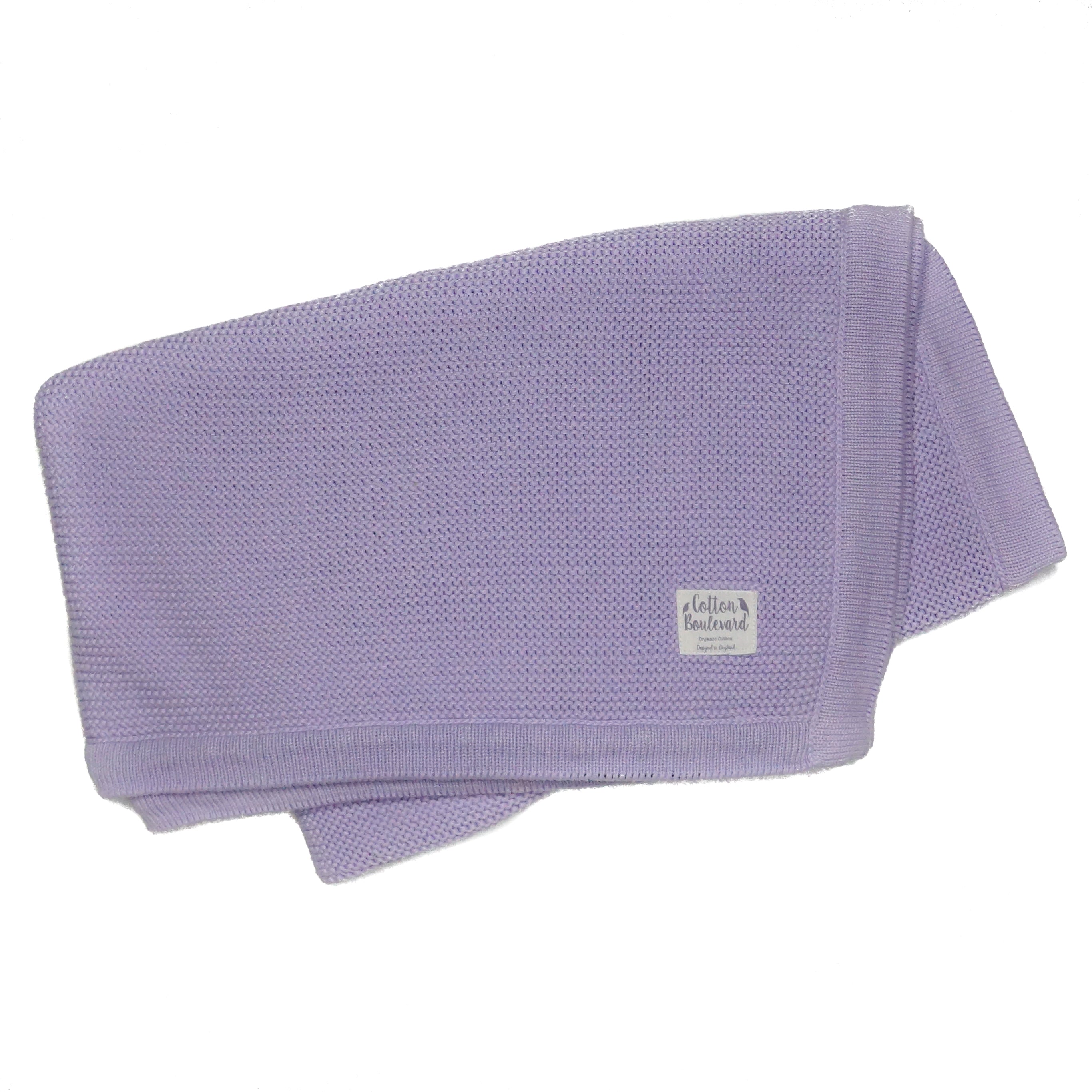 Organic Cotton Knitted Baby Blanket - Lavender