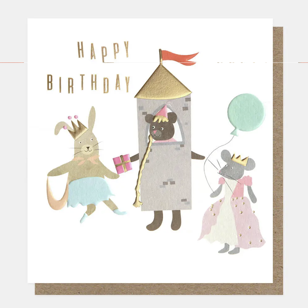 Caroline Gardner Greetings Card - Happy Birthday Animals in Princess Dress-Up