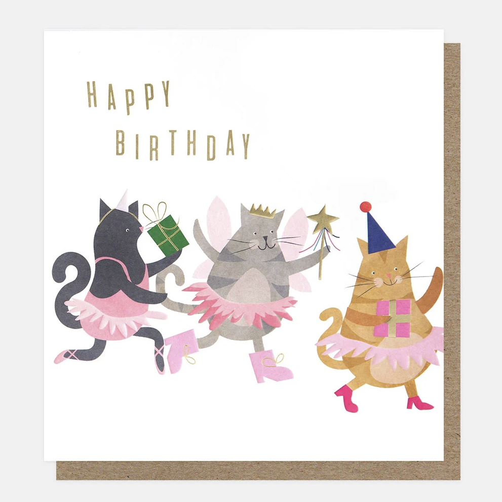 Caroline Gardner Greetings Card - Happy Birthday Cats in Tutus