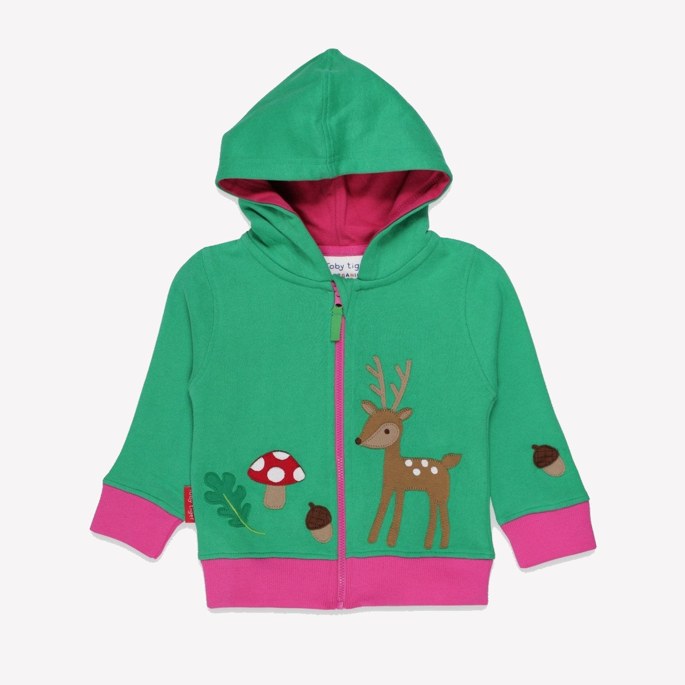 Toby Tiger Organic Applique Hoodie - Fawn Forest Adventure