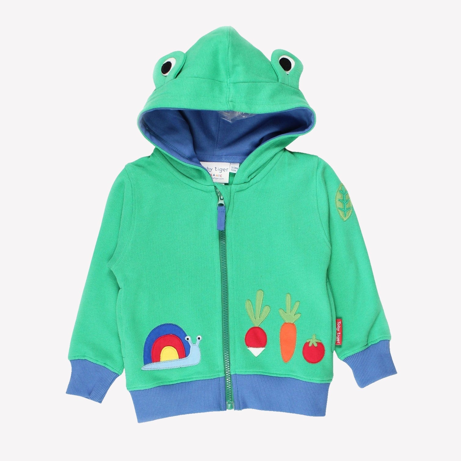 Toby Tiger Organic Applique Hoodie - Frog