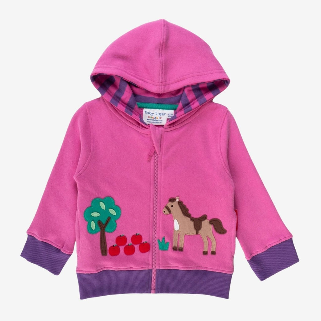 Toby Tiger Organic Applique Hoodie - Horse & Apple