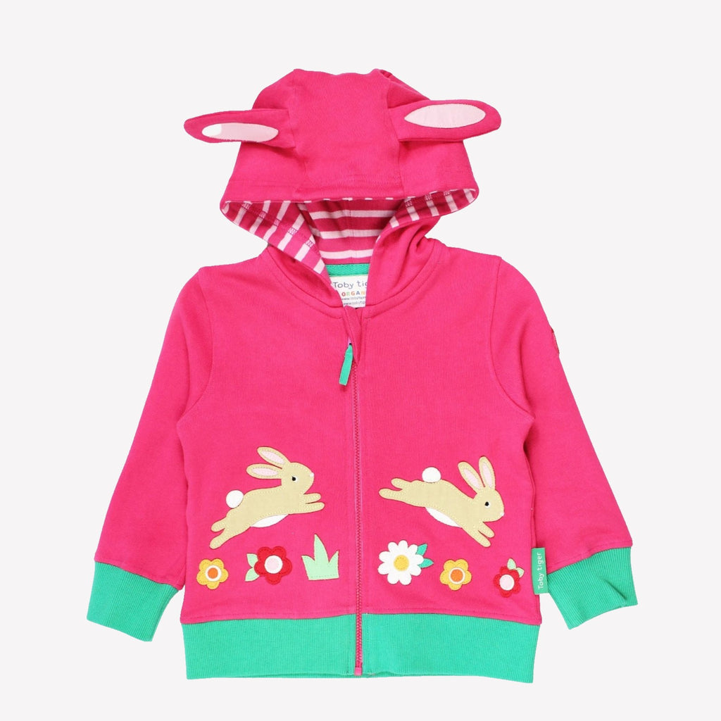 Toby Tiger Organic Applique Hoodie - Leaping Bunny