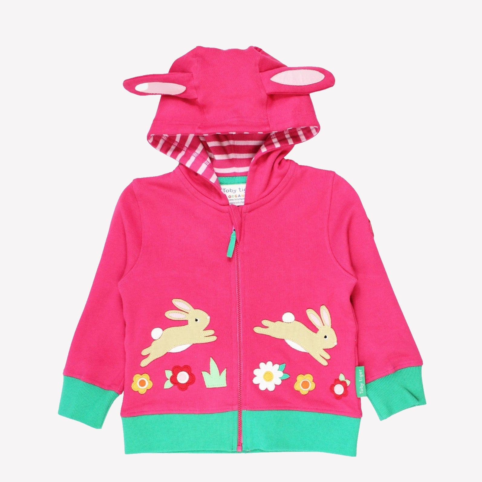Toby Tiger Organic Applique Hoodie - Leaping Bunny