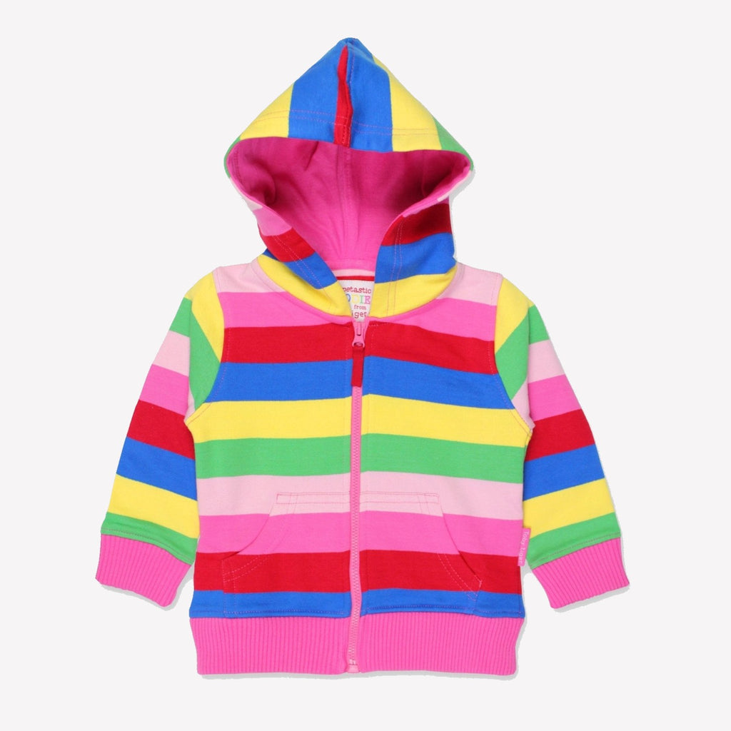 Toby Tiger Organic  Hoodie - Pink Multi Stripe